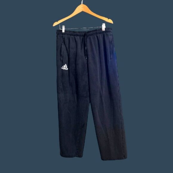 Adidas Mens Black Fleece Sweatpants Size L With Elastic Waistband & Drawstring